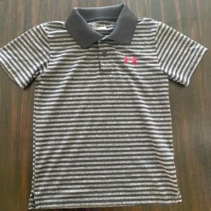 Boys Under Armour Polo Red Gray Black